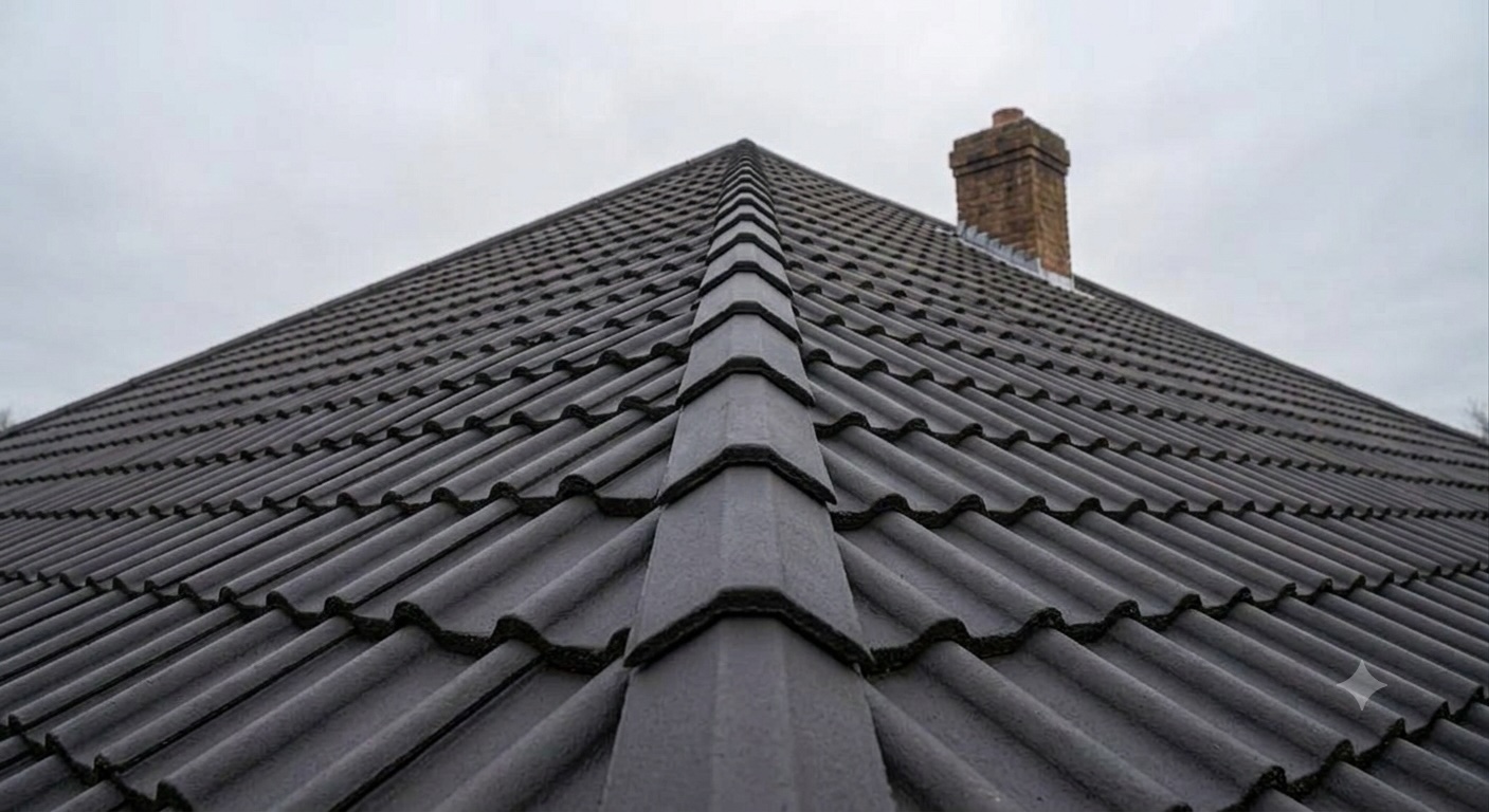 Dachówka betonowa po myciu i malowaniu