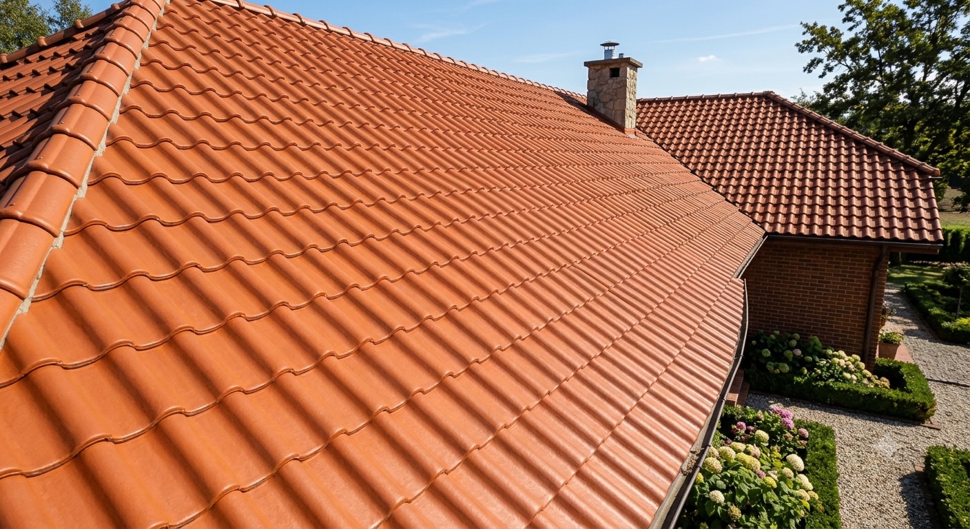 Odświeżona dachówka ceramiczna po czyszczeniu